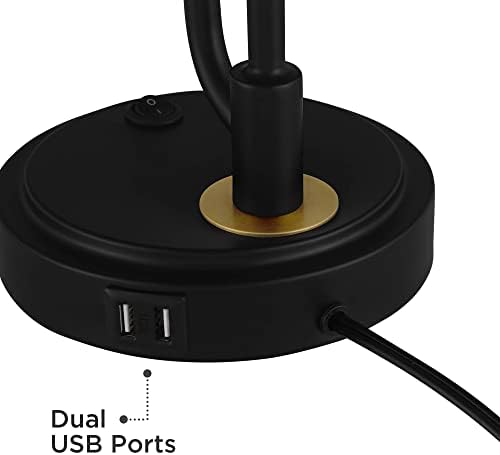 USB Portlu Possini Euro Scout Sıcak Altın ve Siyah Metal Masa Lambası-Possini Euro Design