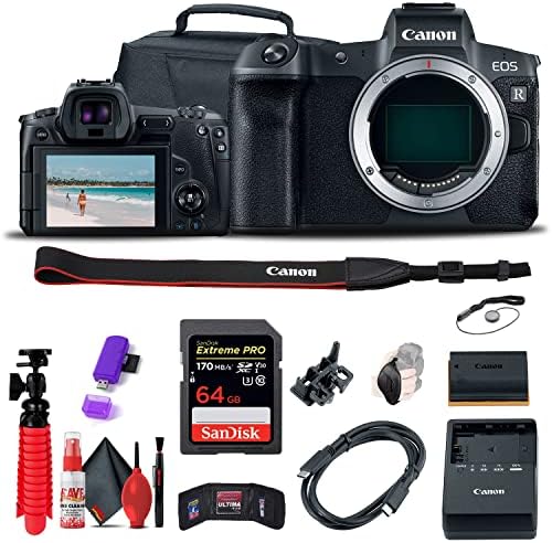 Canon EOS R Aynasız Dijital Fotoğraf Makinesi (Sadece Gövde) (3075C002) + 64GB Hafıza Kartı + Kılıf + Kart Okuyucu + Esnek