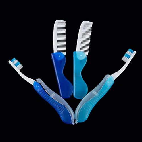 kekafu 4 PCS Seyahat Diş Fırçası ve Tarak, Kompakt Katlanır Kolu Katlanabilir Diş Fırçası için Yürüyüş Kamp Acil, Cep Orta