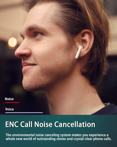 Kablosuz Kulaklıklar, ENC Gürültü Iptal Bluetooth iphone için kulaklıklar Android, Bluetooth 5.0 Kablosuz Stereo Ses mikrofonlu