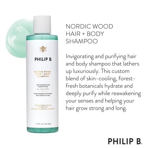 Philip B Nordic Wood Saç + Vücut Şampuanı / Lüks Bir Şekilde Köpüren Canlandırıcı ve Arındırıcı Saç ve Vücut Şampuanı, 11.8