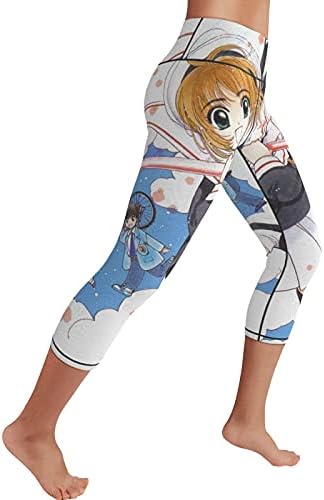 TanJiafc Cardcaptor Sakura Yoga Pantolon Anime Baskı Spor fitness pantolonları Kırpılmış Kız Tayt