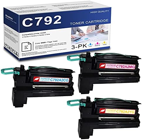 3 Paket(1C+1 M+1Y) C792 C792A2CG C792A2MG C792A2YG Uyumlu Toner Kartuşu Değiştirme için Lexmark C792de C792dhe C792dte C792e