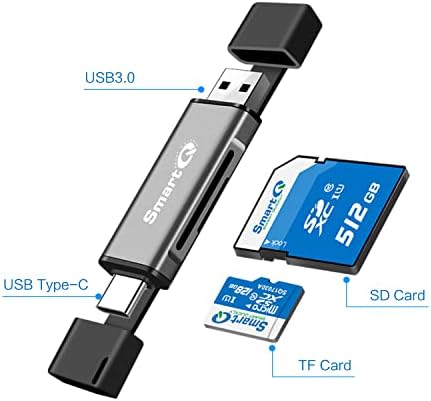 Smartq C350 USB C sd Kart Okuyucu ve USB 3.0 Süper Hızlı Hafıza Kartı Adaptörü için microSDXC ve SDHC Kart, SD, SDXC, SDHC,