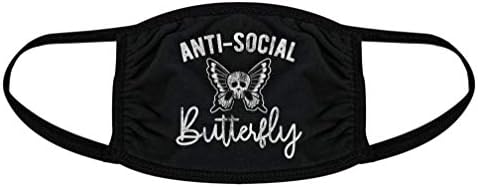 Anti-sosyal kelebek yüz maskesi komik içe dönük kafatası grafik yenilik burun ve ağız kapsayan