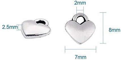 100 Parça Cilalı Puf Aşk Kalp Charm Mini Metal Gümüş Kalp Kolye Damla Charms Kolye Kolye Bilezik Küpe için