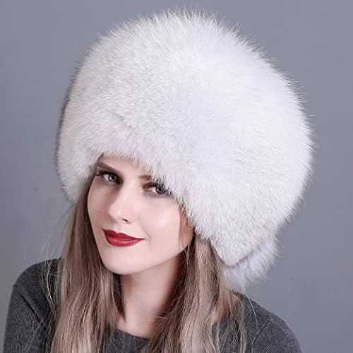 Kadın Moğol Şapka Bayan Kazak Şapka Rus Faux Fox Kürk Bombacı Şapka Örme Bere Kış Kulaklığı Kış Kayak Kafatası Kapaklar
