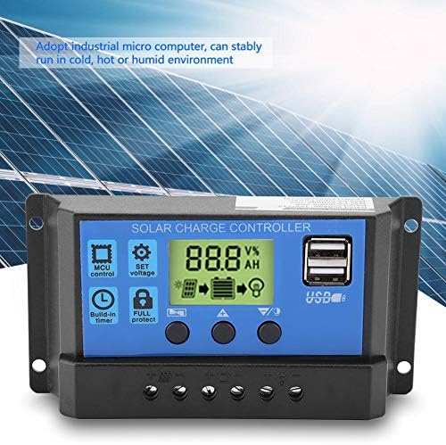 Solar Şarj Regülatörü, LCD Ekran 12 V 24 V Çift USB Güneş Paneli Regülatörü Parçaları 10/20/30A (YJSS-10A)