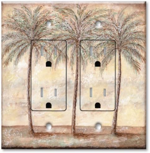 Eşleşen Duvar Plakalı Baskılı Anahtar-Çıkış Kombinasyonu - Palmiye Ağaçları