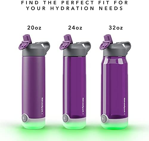 HidrateSpark MUSLUK Akıllı Su Şişesi, Tritan Plastik, Su Alımını İzlemek için Dokunun ve Sulu Kalmanızı Hatırlatmak için Parlar-Straw-Wildberry-32