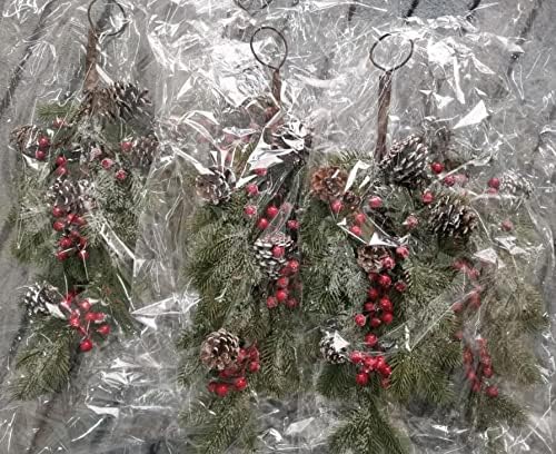 KSHQU 55 × 35 cm Asmak Noel Çelenk Çelenk Süslemeleri ile Yapay Köknar Dalları ve Çam Kozalakları, ön Kapı Pencere Şömine Merdiven