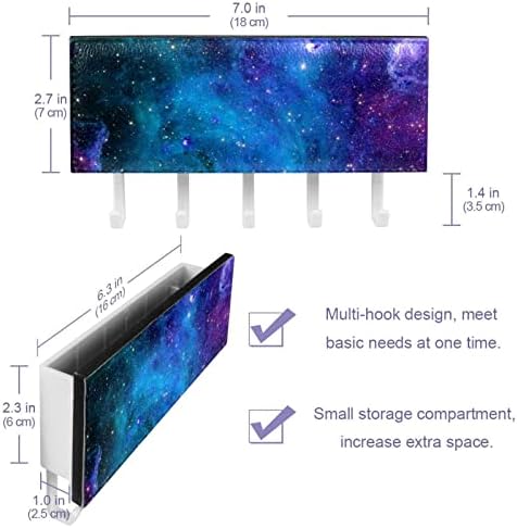 Suluboya Evren Uzay Galaxy Bulutsusu Yıldızlı Anahtar ve Posta Tutucu Duvarlar için-Anahtar Askı ile Posta Organizatör ve 5