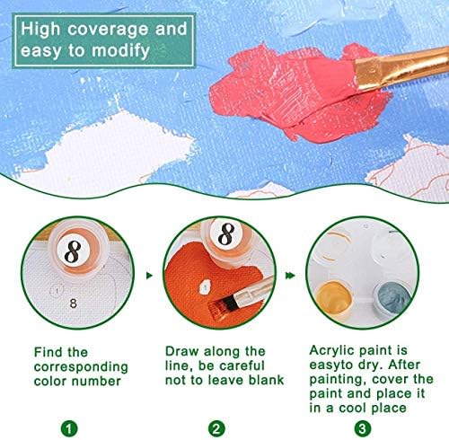 DIY Boya by Numbers Kitleri Çocuklar ve Yetişkinler için, Kırışıklık-Ücretsiz Haddelenmiş Tuval Yağlıboya, akrilik Boya 16X20