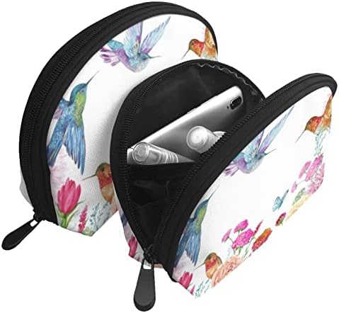 Uçuşta Üç Sinek Kuşu Ve Çiçekler Moda Makyaj Çantası, Kozmetik Çantaları Taşınabilir Çanta Debriyaj Kılıfı Güzellik Çantası