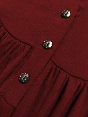 VİSLİLY kadın Artı Boyutu Henley Gömlek Kısa Kollu Düğmeler Up Pileli Tunik Tops
