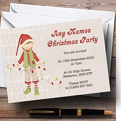 Crafty Elf Kişiselleştirilmiş Noel/Yeni Yıl / Tatil Partisi Davetiyeleri