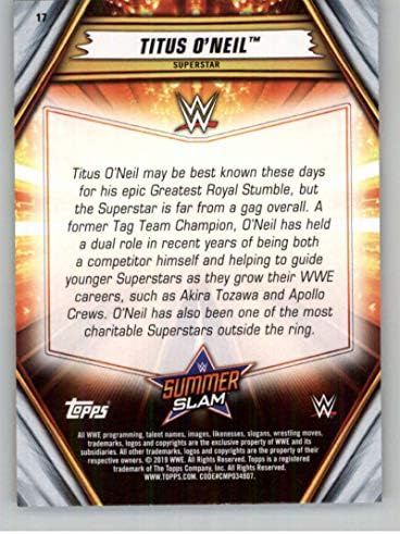 2019 Topps WWE SummerSlam Bronz Güreş 17 Titus O'NEİL Topps'den Resmi Güreş Ticaret Kartı