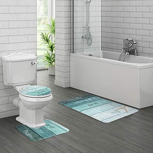 HAOCOO Degrade Tahıl Banyo Halı 3 Parça Kadife Banyo Kilim Seti, 20x20 U-Şekil Konturlu Tuvalet Mat & 20X31 Kilim & 1 Kapak
