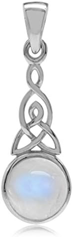 Silvershake Doğal Aytaşı 925 Ayar Gümüş Triquetra Celtic Knot Kolye