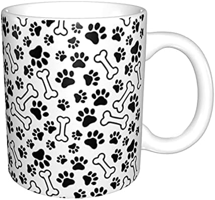 Kemik ve köpek paw doodle Benzersiz Seramik Kahve Kupa Çay Bardağı Porselen Bardak Kupa Seti Su bardakları 3D Baskı Klasik