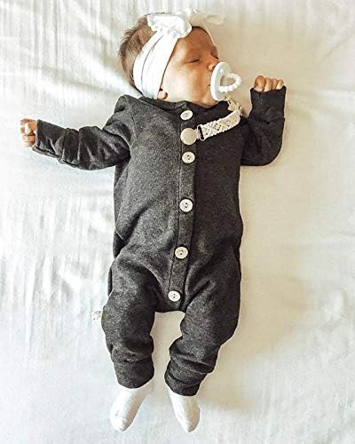 Seyurigaoka Unisex Bebek Çizgili Tulum, bebek Erkek Bebek Kız Kolsuz Düğme Tek Parça Düz Renk Tulum Yaz Kıyafetleri