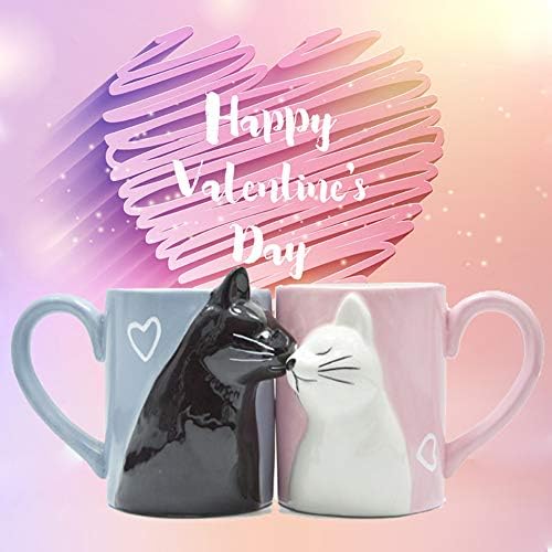 Öpücük Kedi Kahve Çift Kupa seti, benzersiz Komik Çay Seramik Bardak Seti Gelin ve Damat için, Eşleştirme Hediye İçin Doğum
