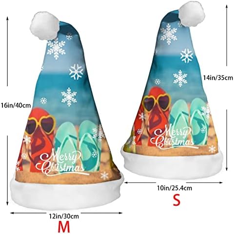 flip Flop Plaj Topu ve Şnorkel Noel Santa Şapka Yetişkinler için, Unisex Peluş Şapka Konfor Noel Şapka Noel Baba Kap Kış Noel