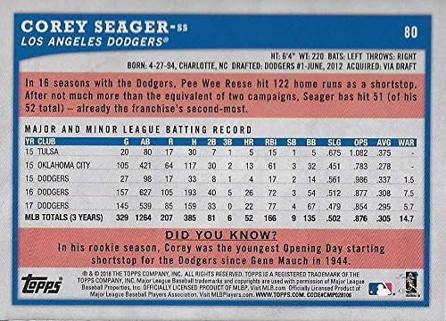 2018 Topps Büyük Lig Altın 80 Corey Seager Los Angeles Dodgers MLB Ticaret Kartı
