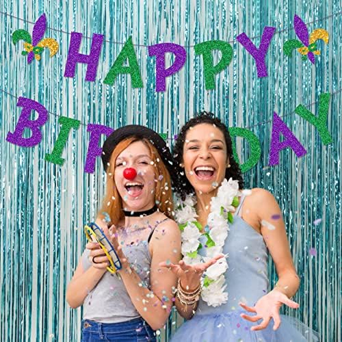 Mutlu Doğum Günü Afiş, Glittery Mardi Gras Süslemeleri Afiş Çelenk Fotoğraf Sahne Afiş Parti ev Dekorasyonu için