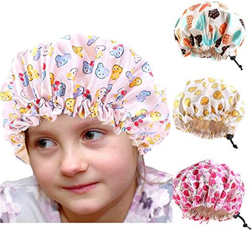 Çocuklar Ipeksi Saten Kaput Çift Katmanlı Ayarlanabilir Çiçek Uyku Kap Kız Gece Türban Çocuk Katı Şapkalar Sevimli Şapka