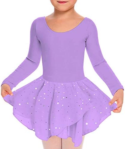 Hareket Dans Kız Dans Mayoları Uzun / Fırfır Kollu Bale Giyim Giyim Tutu Elbise için 3-9 Yıl
