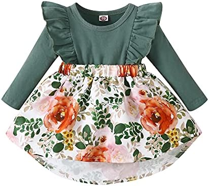 OLLUİSNEO Bebek Bebek Kız Elbise Güz Kış Kıyafetler Çiçek Uzun Kollu Elbise Kızlar için Newbron Bebek Kız Giysileri