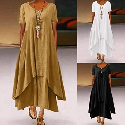 Artı boyutu elbise kadınlar için gevşek rahat yaz elbiseler çiçek baskı uzun kollu düzensiz Maxi T-Shirt Sundress