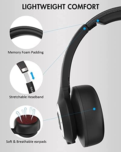 Mikrofonlu Bluetooth Kulaklık ENC Gürültü Önleme, V5. 0 Stereo Kablosuz Kulaklık, Dilsiz Mikrofonlu, 22 Saat Konuşma Süresi,