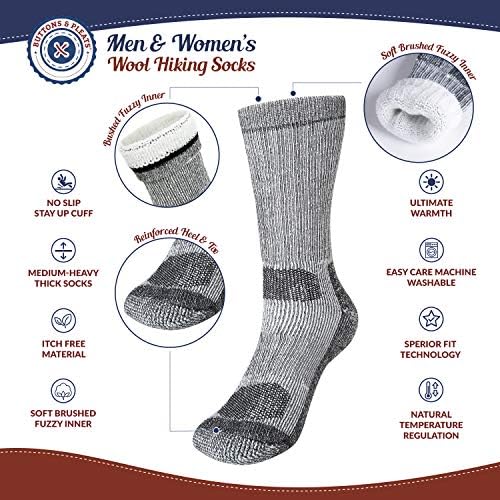 Düğmeler ve Pileler Yün Çorap Erkekler ve Kadınlar için 80 % Merinos Termal Sıcak Rahat Kış Çizme Çorap