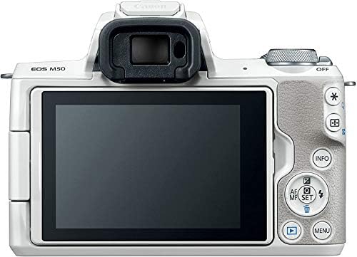 EOS M50 Aynasız Fotoğraf Makinesi Kiti w/EF-M15-45mm ve 4K Video - Beyaz-Temel Aksesuarlar Paketi