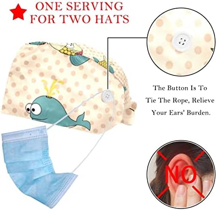 Balık Polka Dot Çalışma Kap Düğmeleri ve Ter Bandı ile Ayarlanabilir Kravat Geri Kabarık Şapka Kadın Erkek için