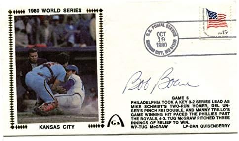 Bob Boone Kansas City Dünya Serisi 19 Ekim 1980 İmzalı İlk Gün Kapağı-Major League BASEBALL İmzaları Kesti