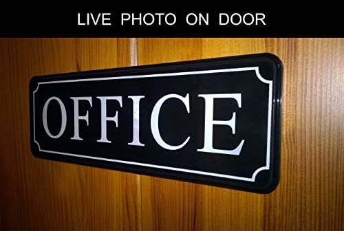 Kapı veya duvar için ofis işareti-hızlı kolay kurulum. Kendinden yapışkanlı-9 X 3 inç. Ev ofis ve iş için en iyi işaret. Siyah