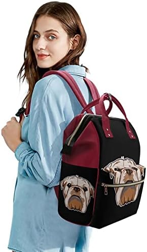 Sevimli İngilizce Bulldog Baskılı Bebek Bezi Çantası Bebek Bagpack Nappy Çantalar Su Geçirmez Seyahat omuzdan askili çanta