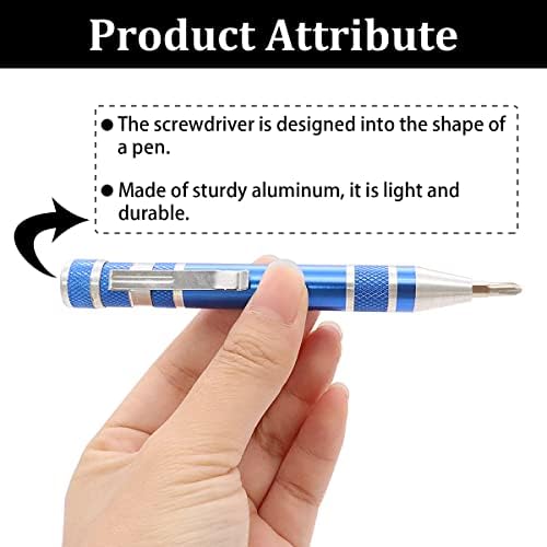 Dıanruı Mavi 8 İn 1 Çok Fonksiyonlu Mini Tornavida Onarım Alüminyum Kalem Magnetizer Aracı, kalem Tornavida Kullanışlı Araç
