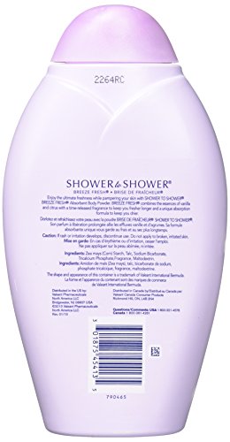 Duştan Duşa Emici Vücut Tozu, Vanilya Esanslı Breeze Fresh, 13 Onsluk Şişeler (4'lü Paket)