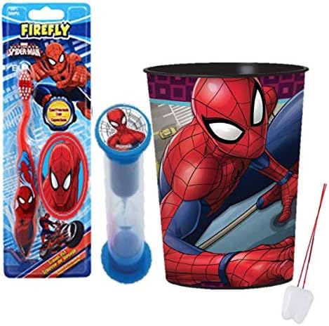 Süper Kahraman İlham 4 adet Parlak Gülümseme Ağız Hijyeni Seti! Örümcek Manto Fırçası, Kapak, Fırçalama Zamanlayıcısı ve Gargara