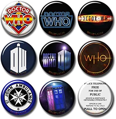 Doctor Who Düğme Pimleri Hediye Kutusu 9 Paket Set, Noel Noel Kırmızı Teneke Kutu, BBC TV Show Merch Odası Dekor Birhtday Yılbaşı