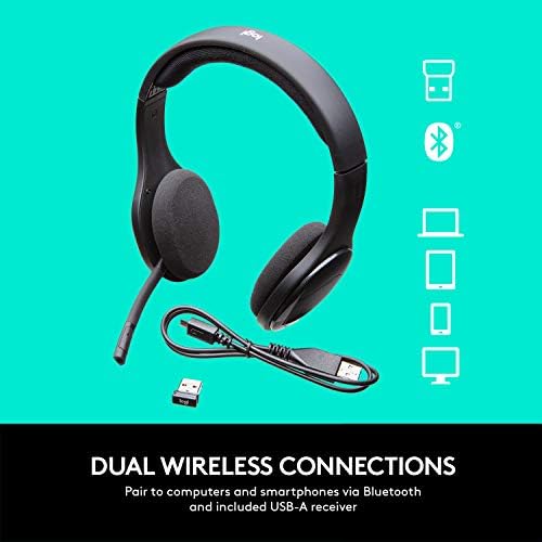 Logitech H800 PC, Tablet ve Akıllı Telefonlar için Mikrofonlu Bluetooth Kablosuz Kulaklık, Siyah