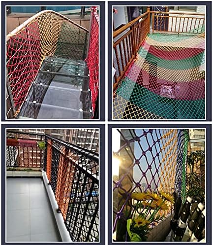 AWSAD Renkli Düğümlü Naylon Net Balkon Merdiven Bariyeri Düşme Koruması Çocuklar için Güvenlik Ağı 6mm Halat Ağır Hizmet Tipi