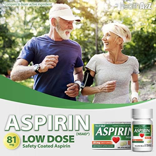 HealthA2Z Aspirin 81mg Düşük Mukavemetli, Enterik Kaplamalı, 24 Paket 50 Sayım (Toplam 1.200 Tablet) Değer Paketi