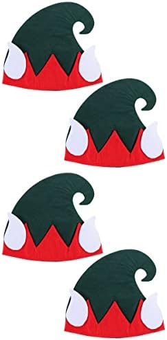 Amosfun 4 adet Noel Elf Şapka Noel Santa Kap Tatil Parti Kostüm Şapka Elf Cosplay giyinmek Malzemeleri Noel Partisi Headdress