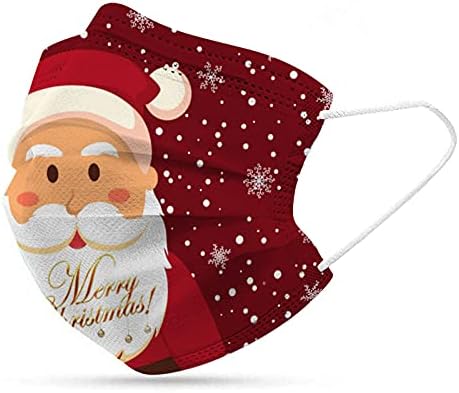 50 ADET Yetişkin Üç Katmanlı Ağız Kaplamaları Merry Christmas Güzel Tek Kullanımlık Toz Geçirmez Koruyucu Leopar Baskı Yüz
