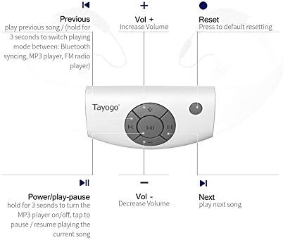 Tayogo 8GB Su Geçirmez MP3 Çalar, Bluetooth Yüzme Su Geçirmez Kulaklık Sualtı Shuffle Özelliği ile 10FT, Destek FM APP Flash